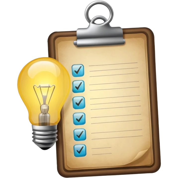 light bulb with a checklist emoji