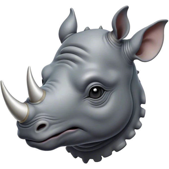 Cinematic Noble Rhinoceros Portrait Emoji, Poised and regal, with a massive, powerful build and a thick, armored hide of slate gray, deep-set soulful piercing eyes, Simplified yet sharp and sophisticated features, highly detailed, glowing with a soft, dignified glow, high shine, intelligent and formidable, stylized with an air of ancient might, focused and attentive, soft glowing outline, capturing the essence of a watchful and commanding behemoth, so majestic it feels as though it could charge out of the screen with effortless authority! emoji