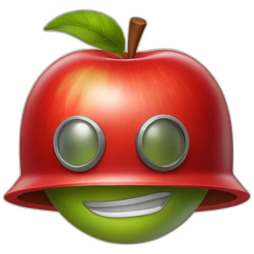 smiling red apple wearing a world war 2 sodlier helmet emoji