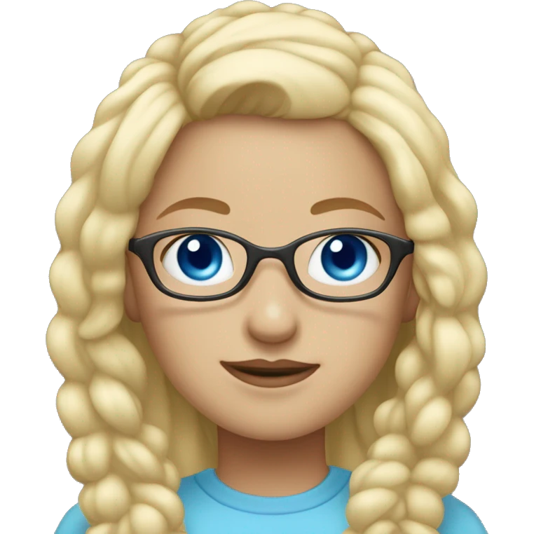 Blonde girl with blue eyes and glasses￼ emoji