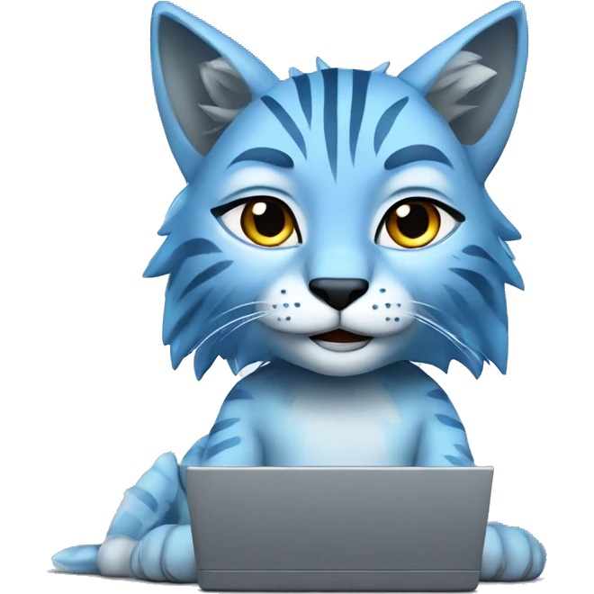 A blue lynx with a laptop emoji