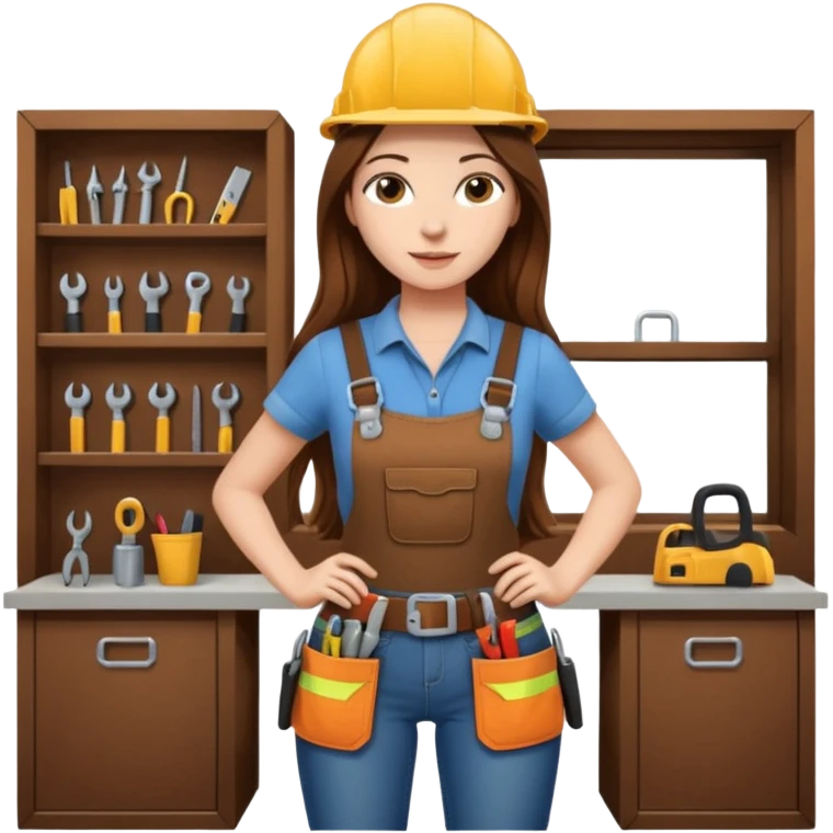 beautiful girl with long brown hair constructing new lounge room area emoji