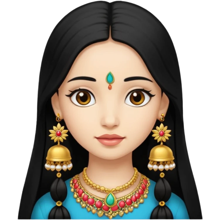 A jhumka girl with hair and face only passport size picture emoji