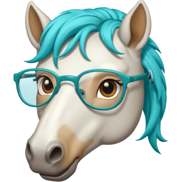 whitehorse head with turquoise hair and glasses emoji