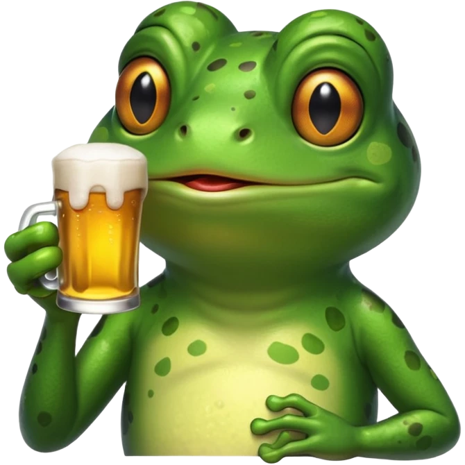 Frog drinking a beer emoji
