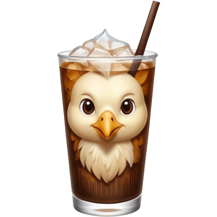 Chicken drinking iced coffe emoji