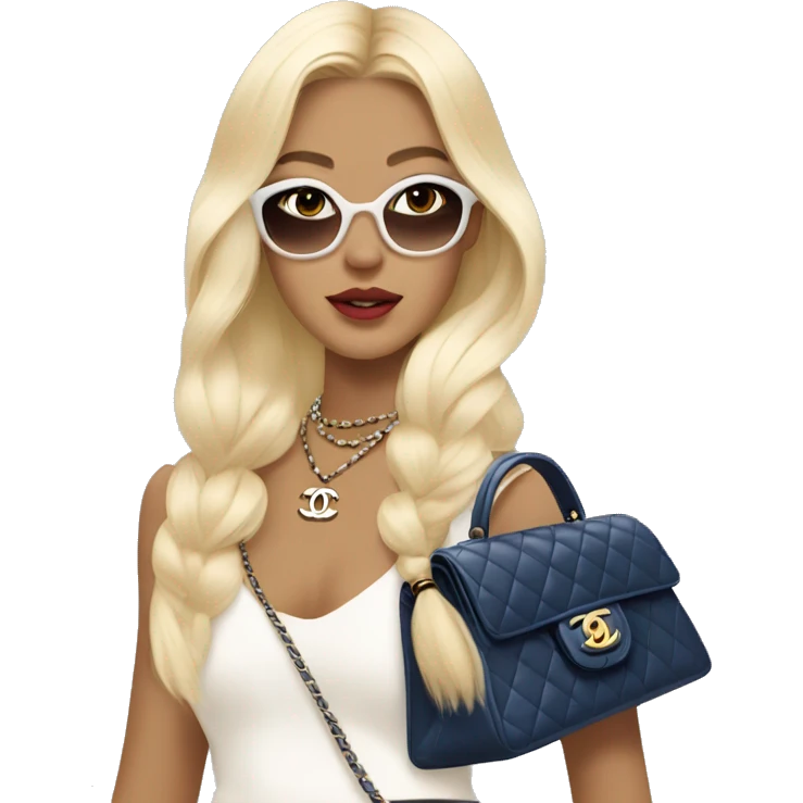 Blonde Chanel blue eyes Asian Girl with Birkin bag and Chanel necklace emoji