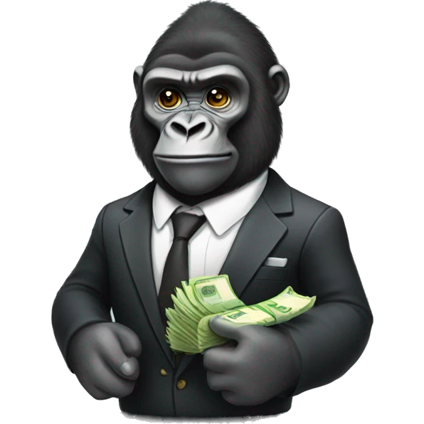 a gorilla wearing a suit and holding money emoji