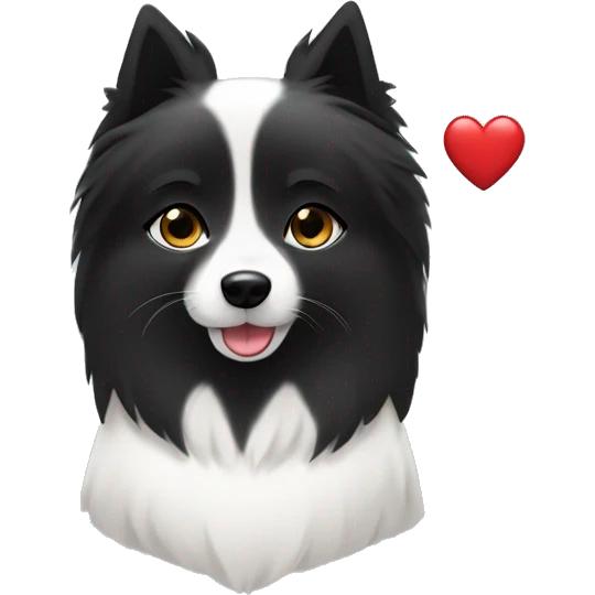 Japanese spitz dog white hug black hair girl heart emoji