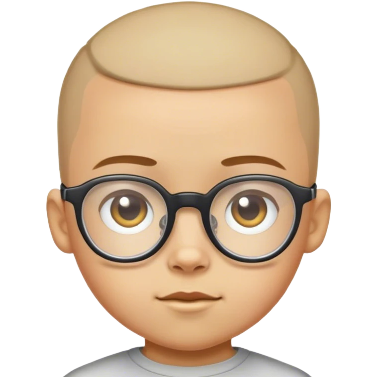 Kid that has glasses and has a buzz cut with a light skin tone  emoji