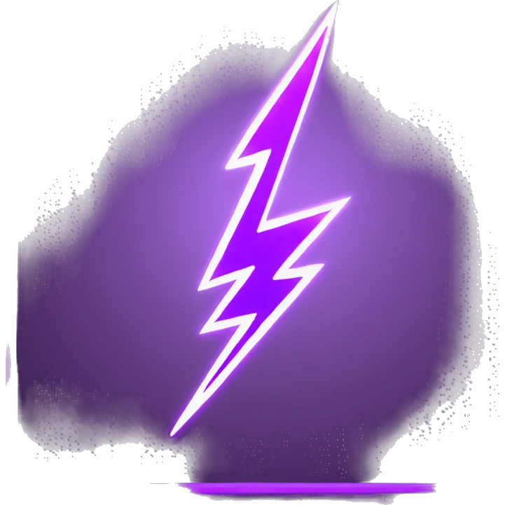 purple lightning in square frame emoji