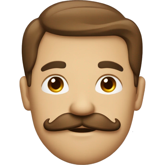 Un homme en costard marron avec une moustache carré et les cheveux plaqués vers la droite emoji