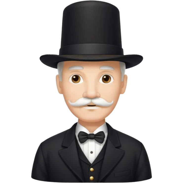 very big white moustachhe and typical 1900 black elegant clothes and hat .3/4 pose emoji