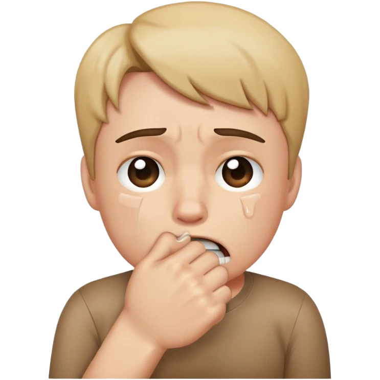 Crying emoji with fist covering mouth emoji