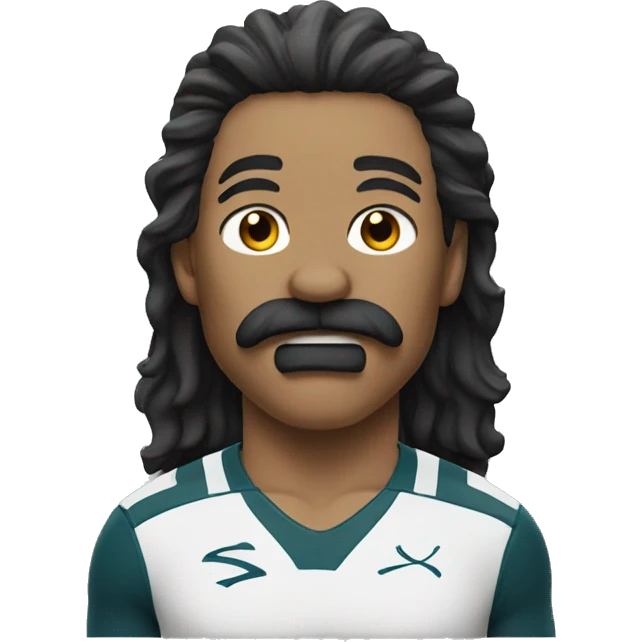 white athlete with a mustache and a mullet yelling  emoji