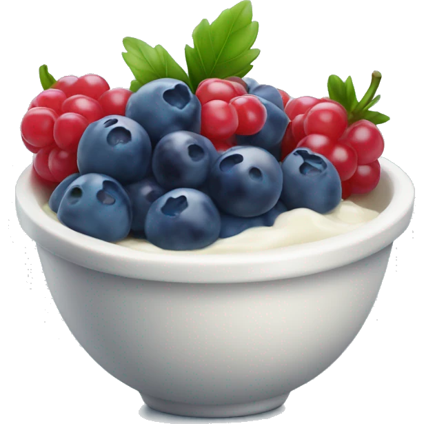 Blue berrys in a bowl of wiped cream emoji