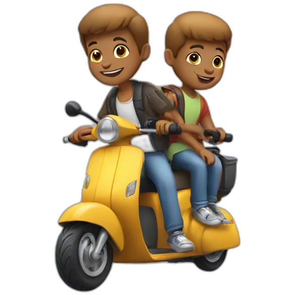 three boys on a scooter emoji