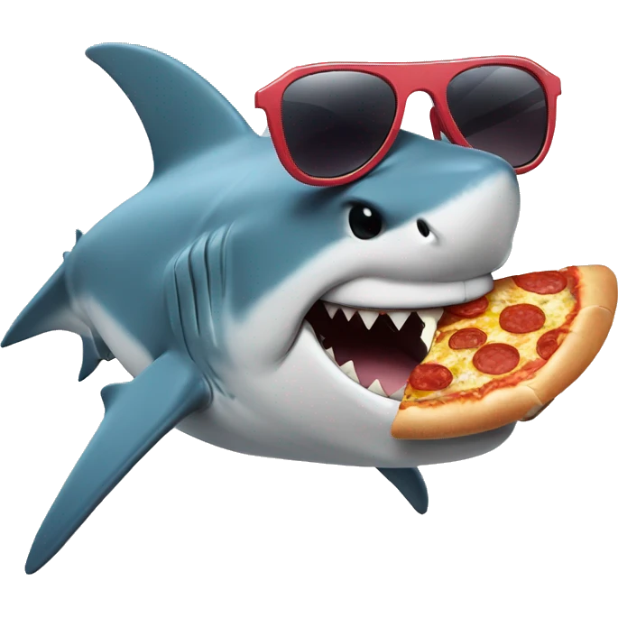 shark with cool sunglasses eating pizza emoji