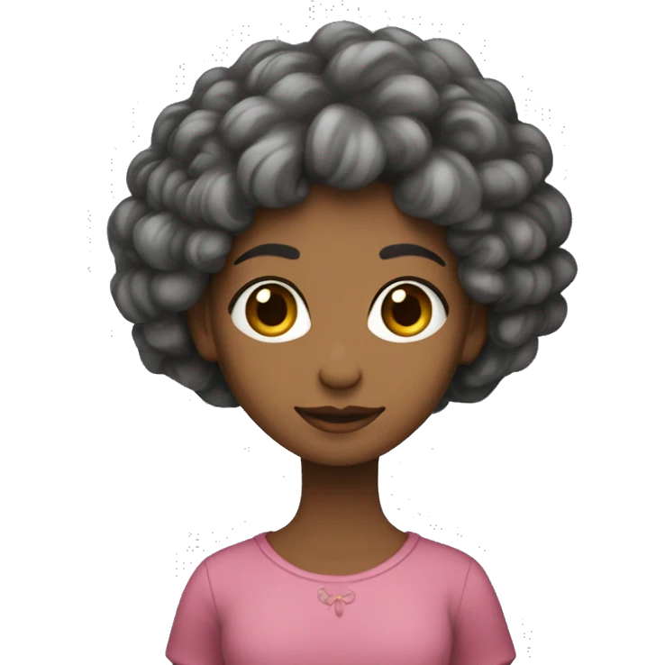 menina com pele parda, cabelo ondulado com franja emoji