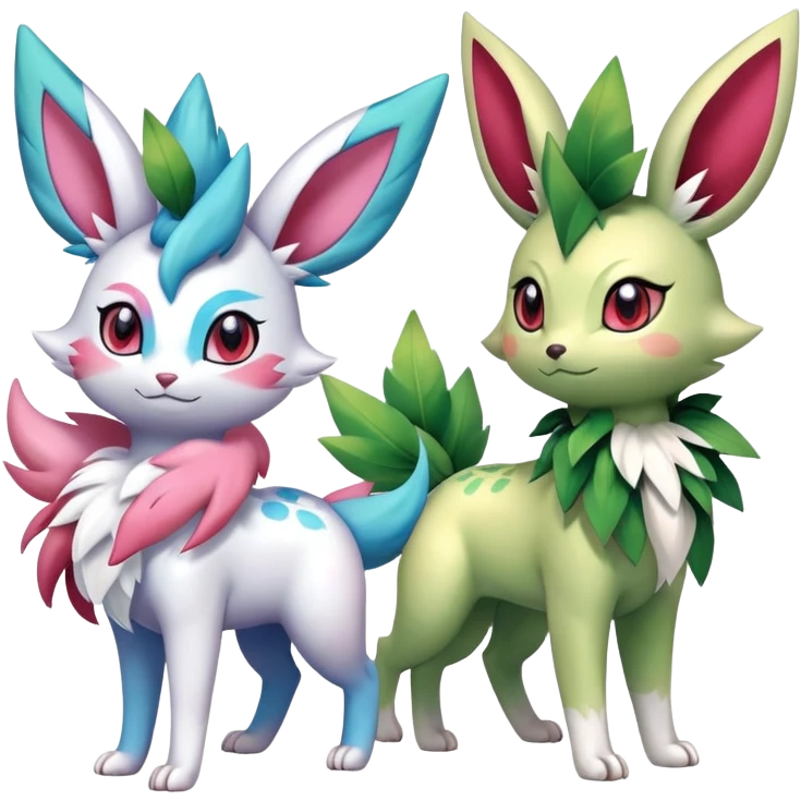 Shiny Exotic Sylveon-Skitty-Shaymin-Leafeon-Bayleaf-Meganium-Hybrid-Creature emoji