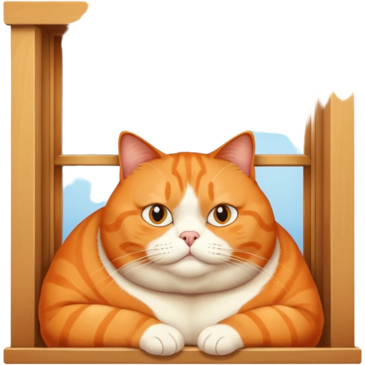 Obese, orange cat looking of of a window  emoji