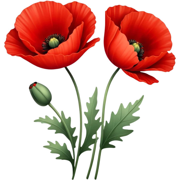 Red poppy flower emoji