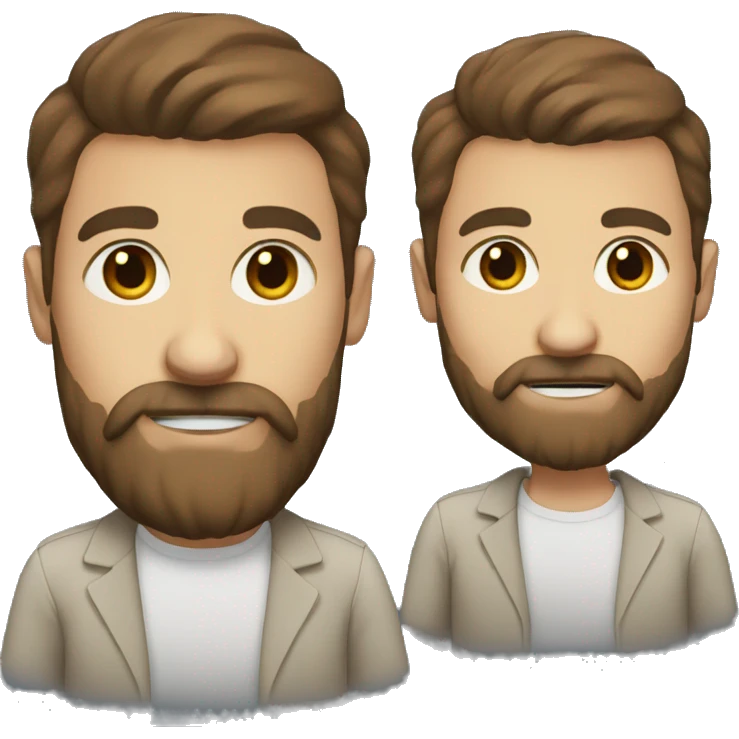 teacher, short brown hair, beard emoji