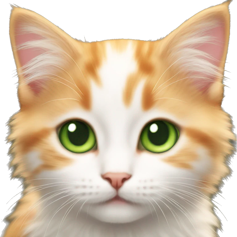 Fluffy Light Orange and white kitten with green eyes emoji