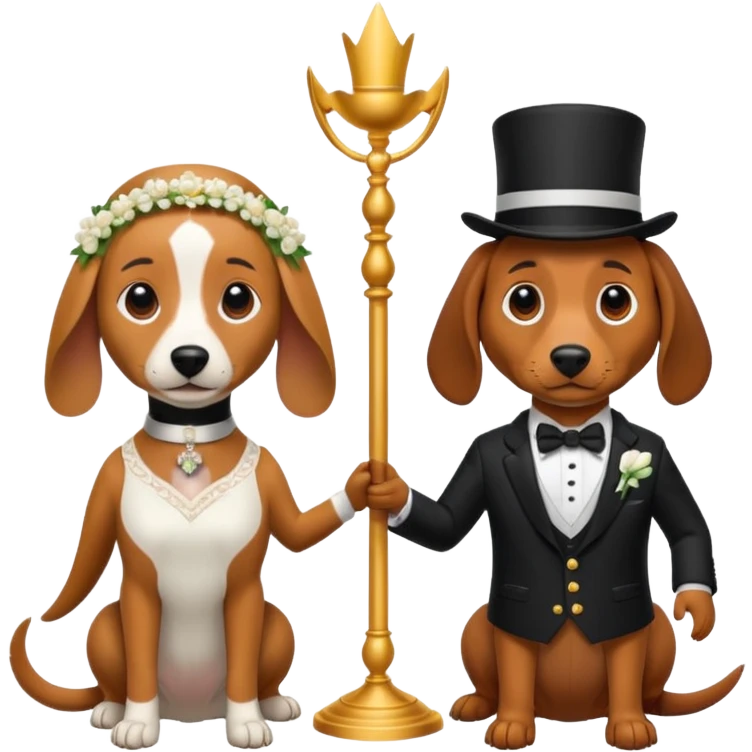 A female dachshund and a male beagle getting married   emoji