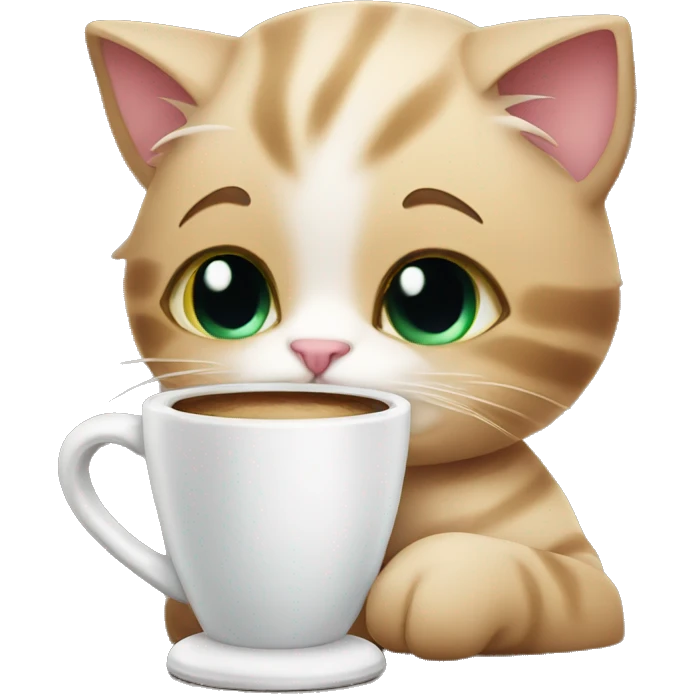 Cute cat with coffee emoji