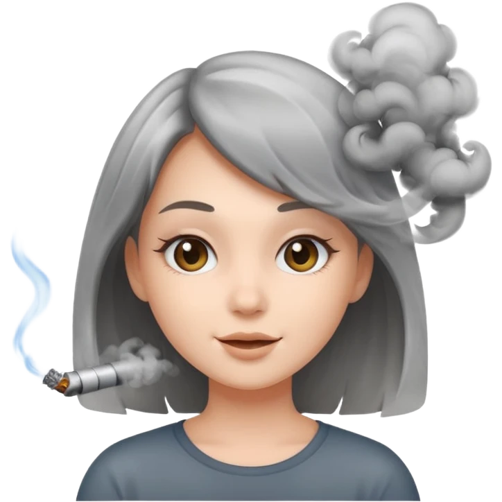 girl having fun with smoke emoji