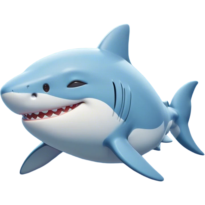Meme-Worthy Cute Sleeping Shark Portrait Emoji, Head resting peacefully with a contented smile, showcasing a powerful, sleek build and a luxuriously soft streamlined body, eyes shut in a serene, restful drift, Simplified yet hilariously adorable features, highly detailed, glowing with a soft, drowsy light, high shine, relaxed and utterly lovable, stylized with an air of playful laziness, bright and heartwarming, soft glowing outline, capturing the essence of a comically sleepy shark, so meme‐worthy it feels like it could instantly become the next viral sensation of adorable oceanic slumber! emoji