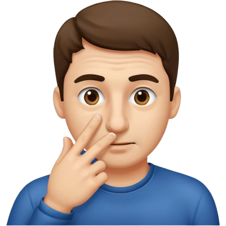 Guy swipping nose with his finger emoji