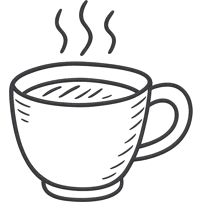 hand drawn outlined cup of coffee icon emoji