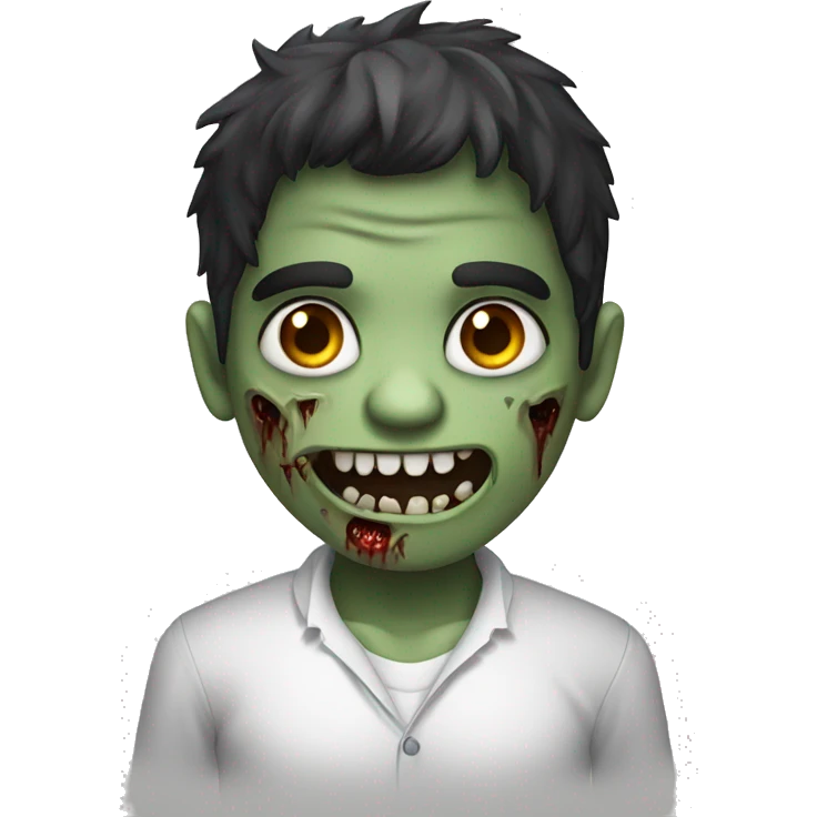 boy zombie with dark hair and white shirt emoji