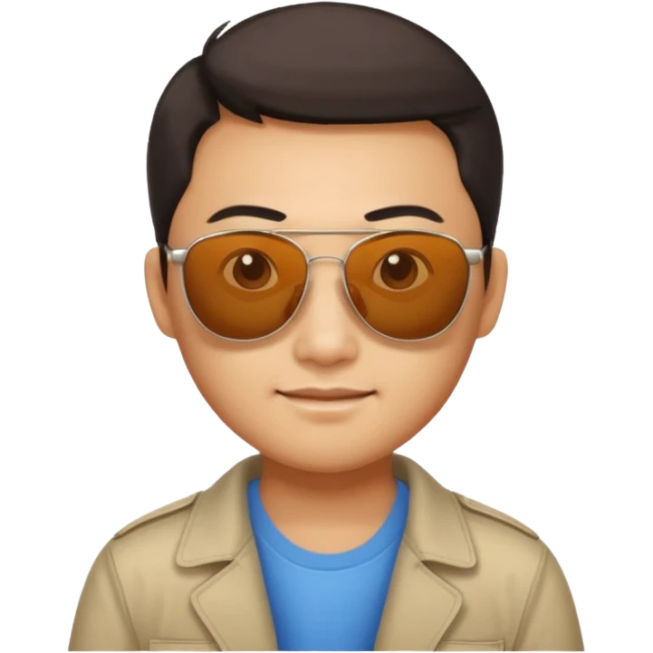 Photorealistic serious Chinese tourist wearing sunglasses emoji