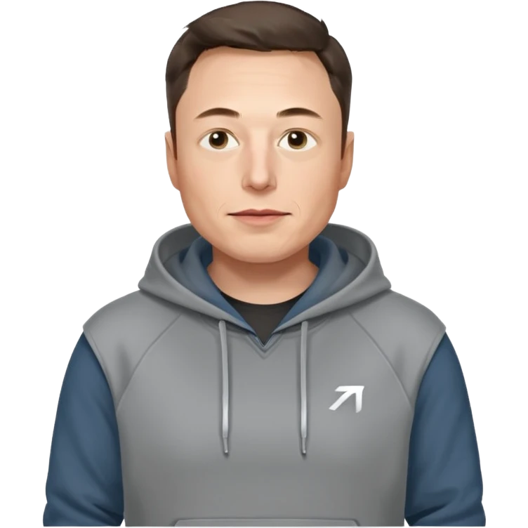 elon musk in gray hoodie full height emoji