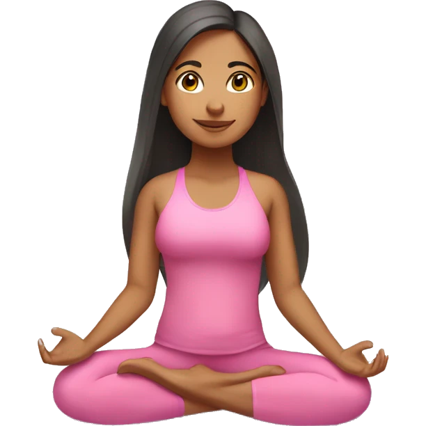 Hispanic girl with long straight hair wearing pink doing yoga sitting on yoga mat  emoji