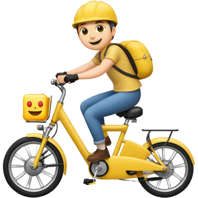 An Emoji riding on a e-bike wheeling emoji