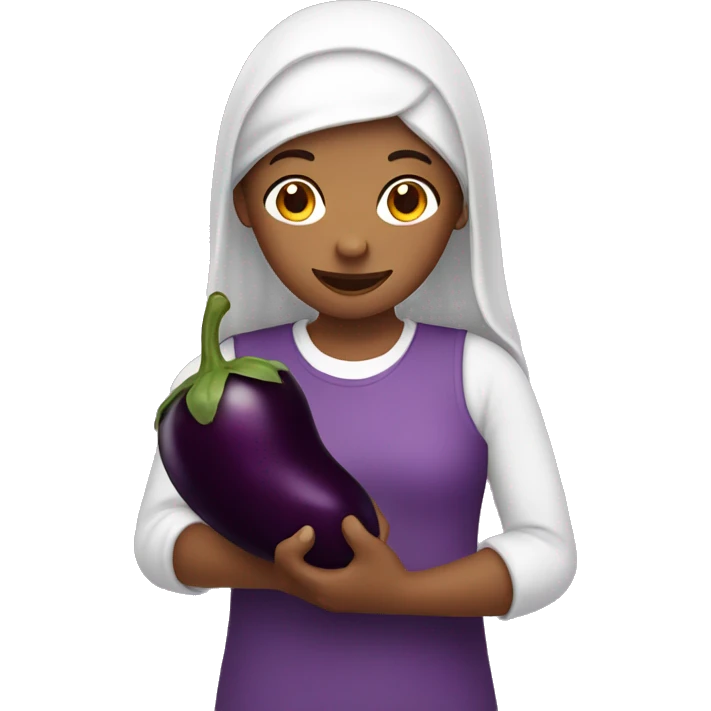 girl holding eggplant emoji