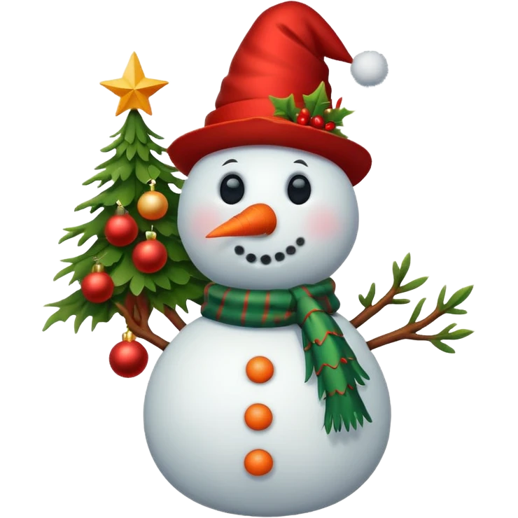 Snowman Christmas tree cardinal emoji