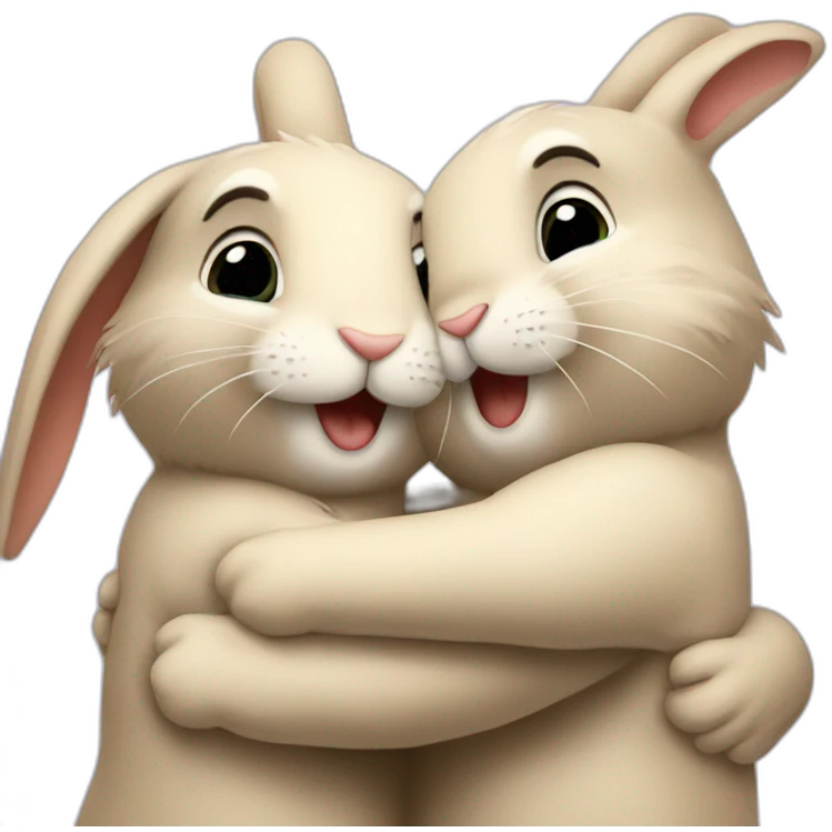 2 bunnies hugging emoji
