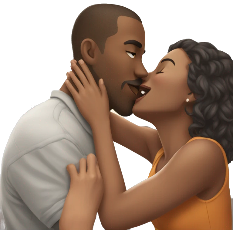interracial couple kissing romantic moment emoji