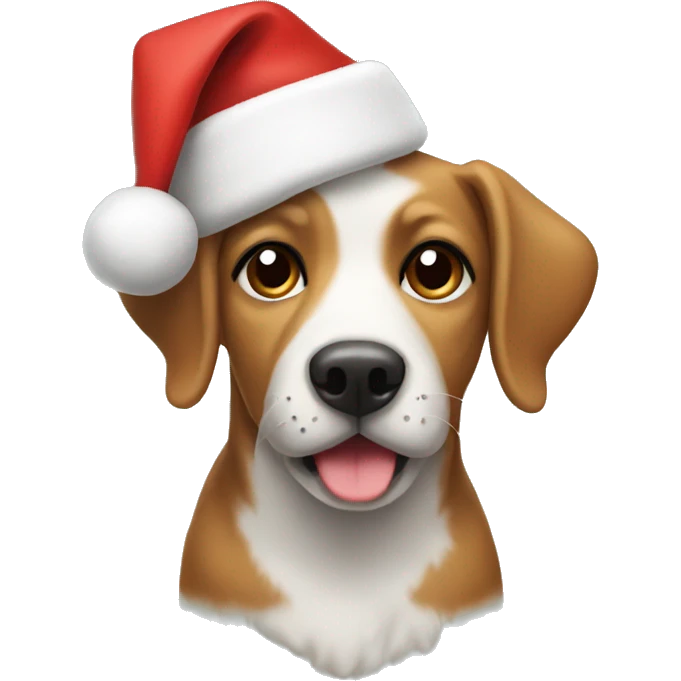 a dog wearing a christmas hat emoji