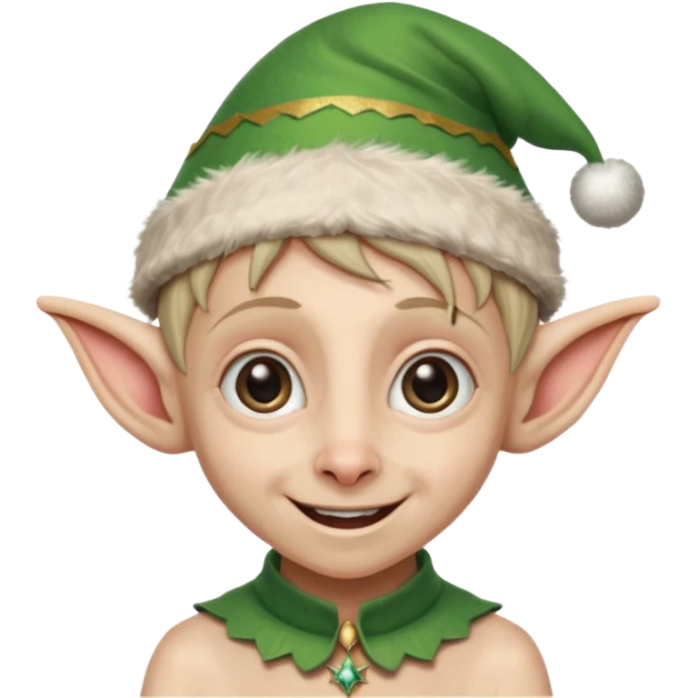 dobby from harry potter smiling and wearing a christmas elf hat emoji