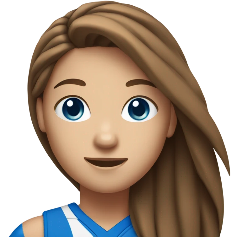 Volleyball girl with ball  and long brown hair and blue eyes  emoji