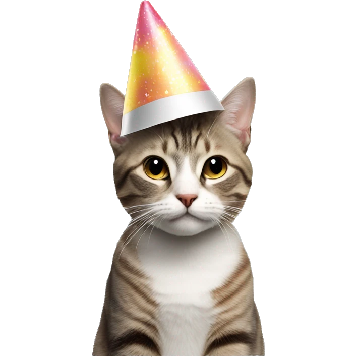 cat wearing a birthday hat at a star wars birthday party emoji