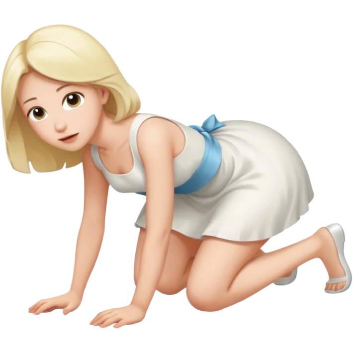 a young woman on all fours, crawling like a bitch. emoji