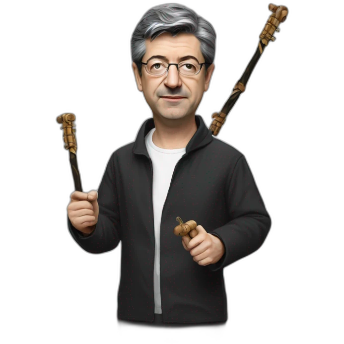 mélenchon with a nunchaku hyperrealistic emoji