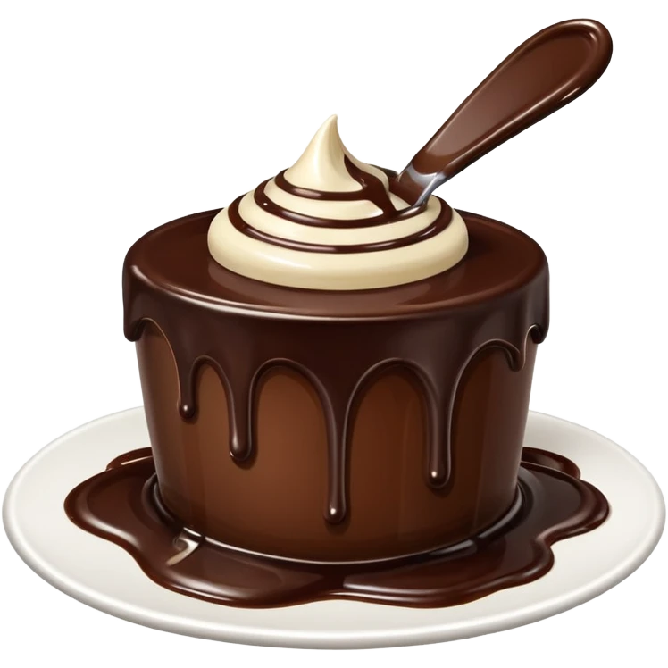 hot fudge, simple, appetizing, chocolate sauce with a glossy look emoji